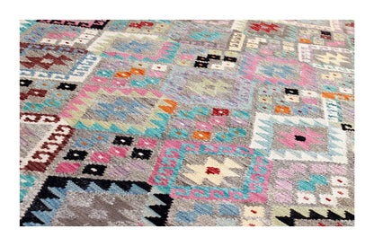 Tappeto Kilim Kaudani Afghan fatto a mano multicolore 331x267cm
