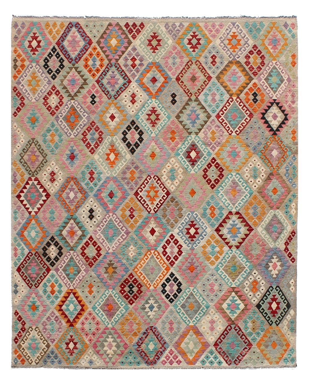 Tappeto Kilim Kaudani Afghan fatto a mano multicolore 343x259cm