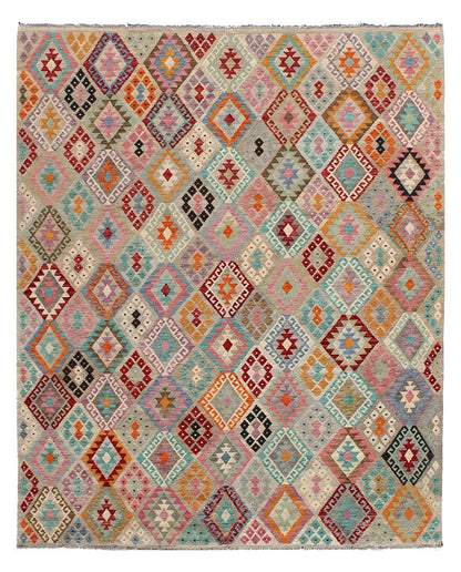 Tappeto Kilim Kaudani Afghan fatto a mano multicolore 343x259cm