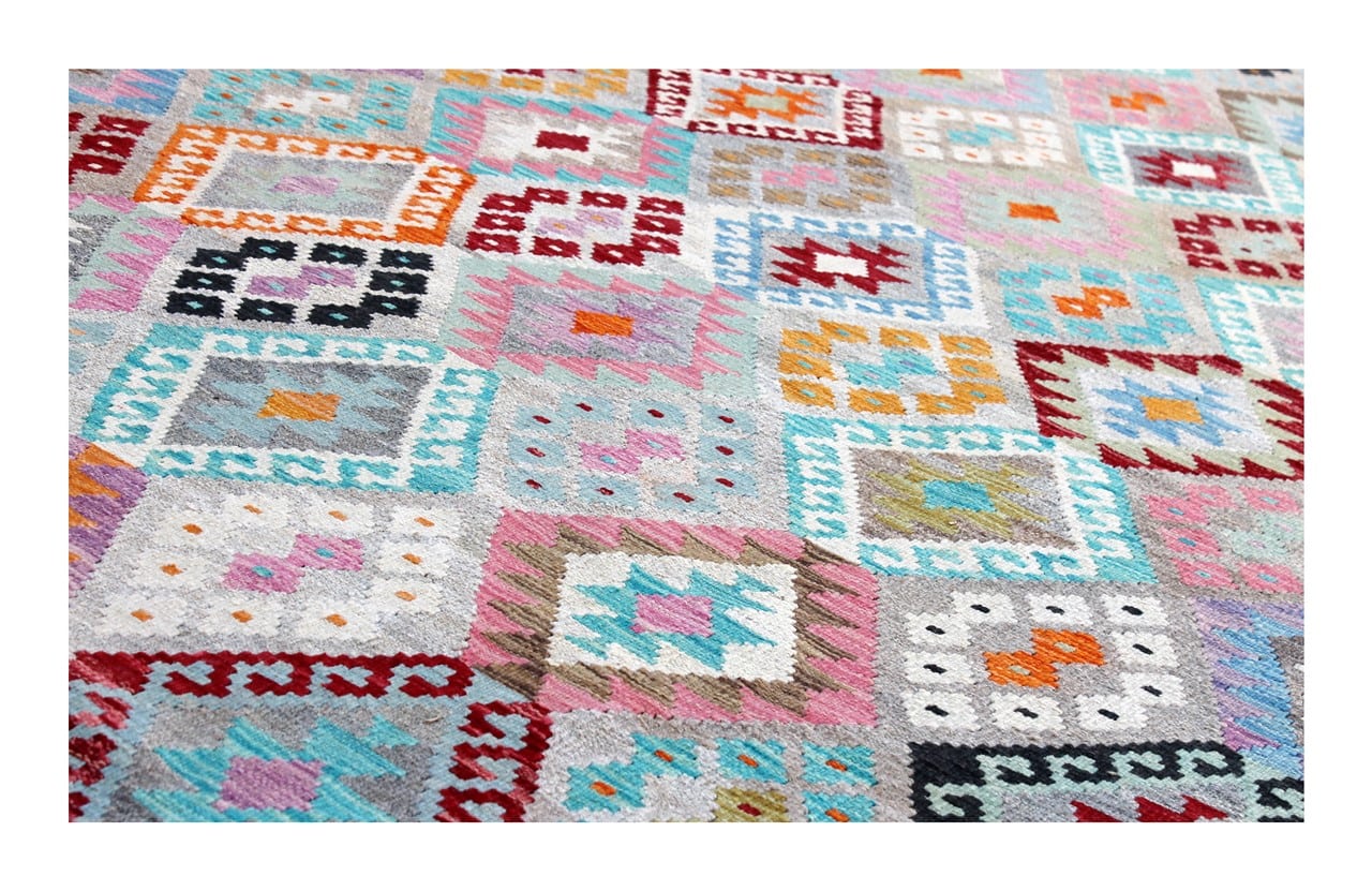 Tappeto Kilim Kaudani Afghan fatto a mano multicolore 343x259cm