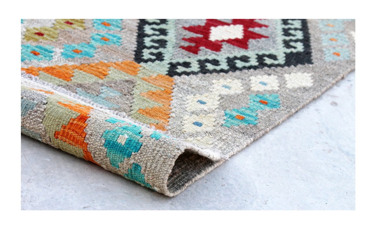 Tappeto Kilim Kaudani Afghan fatto a mano multicolore 343x259cm