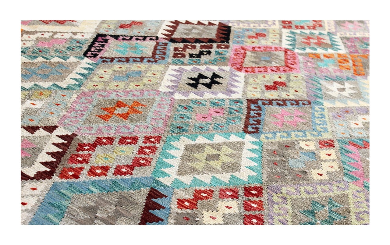 Tappeto Kilim Kaudani Afghan fatto a mano multicolore 344x265cm