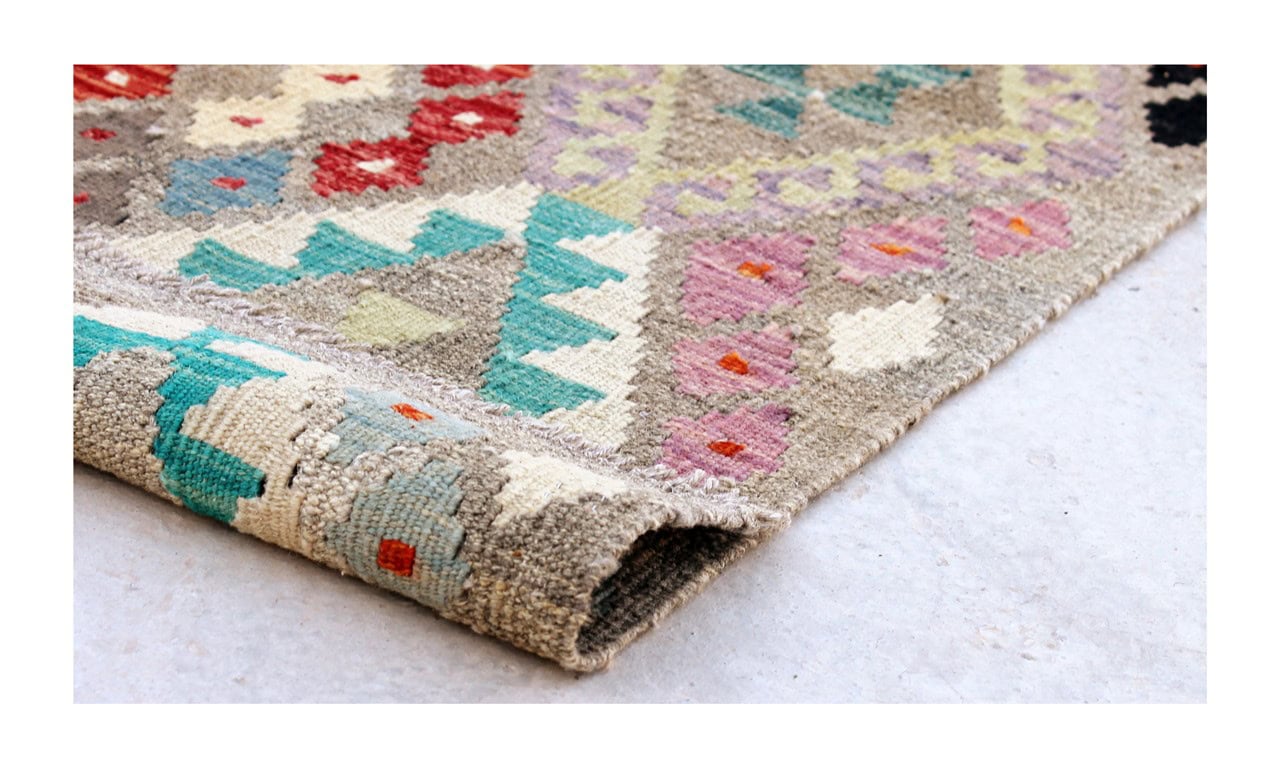 Tappeto Kilim Kaudani Afghan fatto a mano multicolore 344x265cm