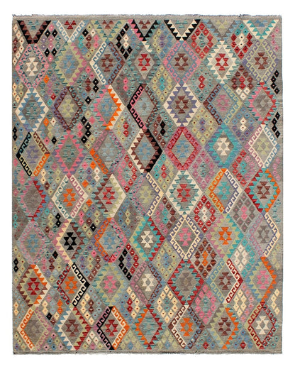 Tappeto Kilim Kaudani Afghan fatto a mano multicolore 339x256cm