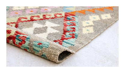 Tappeto Kilim Kaudani Afghan fatto a mano multicolore 339x256cm