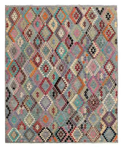 Tappeto Kilim Kaudani Afghan fatto a mano multicolore 340x259cm