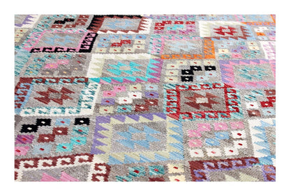 Tappeto Kilim Kaudani Afghan fatto a mano multicolore 340x259cm