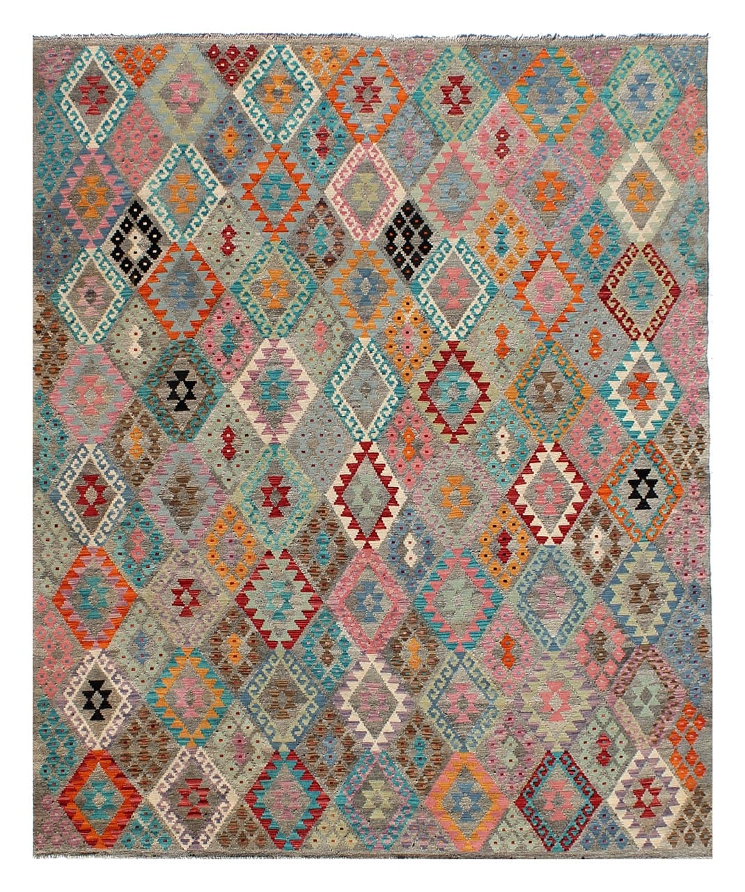 Tappeto Kilim Kaudani Afghan fatto a mano multicolore 339x259cm