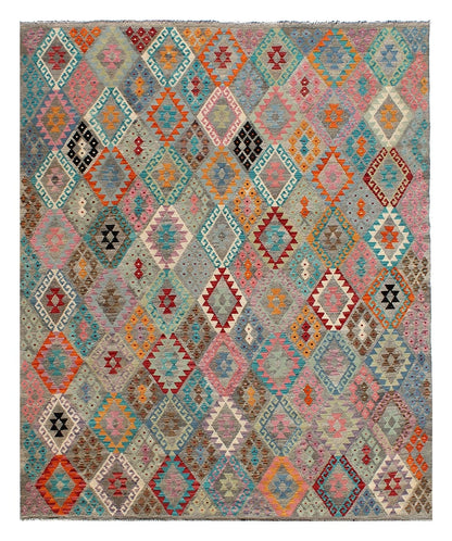 Tappeto Kilim Kaudani Afghan fatto a mano multicolore 339x259cm
