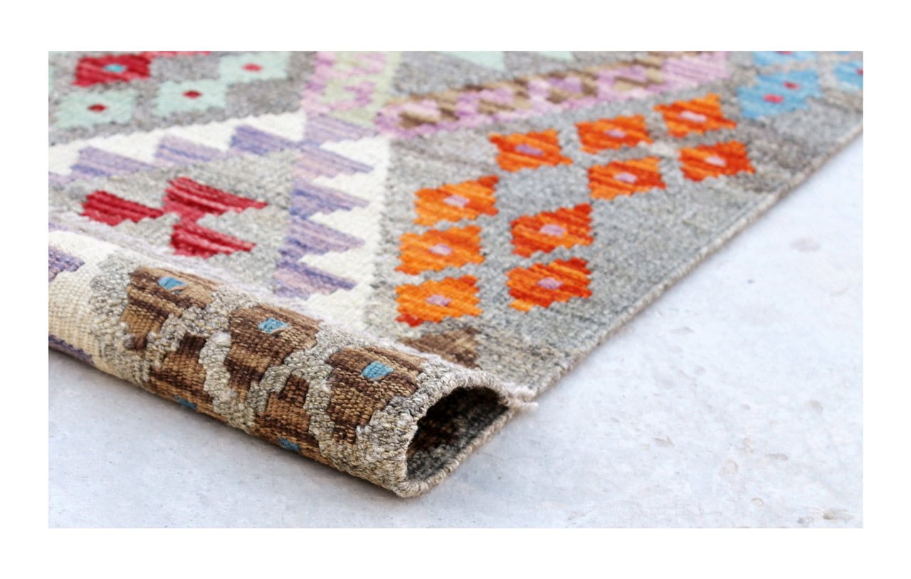 Tappeto Kilim Kaudani Afghan fatto a mano multicolore 339x259cm