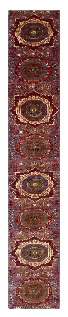 Tappeto Passatoia Mamluk Moderno Multicolore, Fatto a mano, 584x84cm