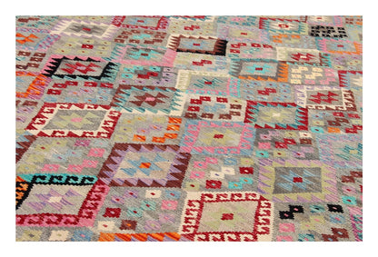 Tappeto Kilim Kaudani Afghan fatto a mano multicolore 384x325cm