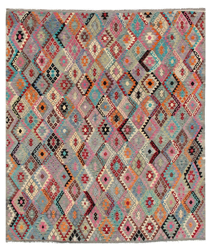 Tappeto Kilim Kaudani Afghan fatto a mano multicolore 378x313cm