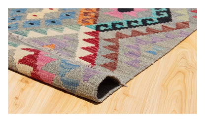 Tappeto Kilim Kaudani Afghan fatto a mano multicolore 378x313cm