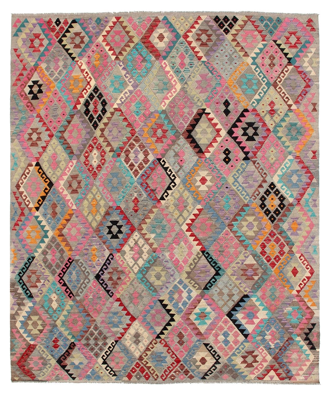Tappeto Kilim Kaudani Afghan fatto a mano multicolore 327x258cm