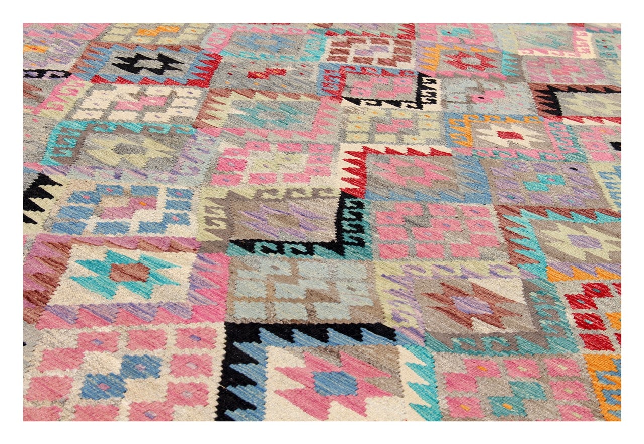 Tappeto Kilim Kaudani Afghan fatto a mano multicolore 327x258cm