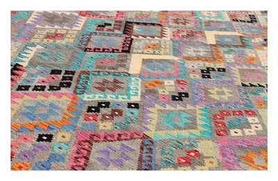 Tappeto Kilim Kaudani Afghan fatto a mano multicolore 338x255cm