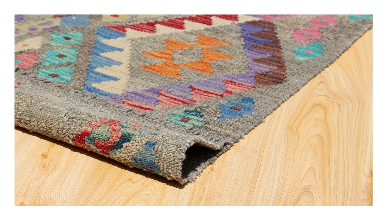 Tappeto Kilim Kaudani Afghan fatto a mano multicolore 338x255cm