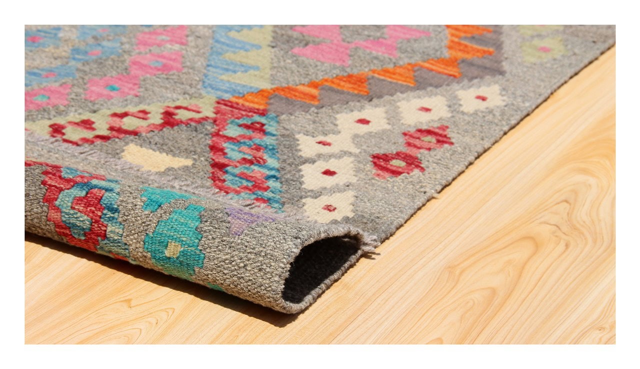Tappeto Kilim Kaudani Afghan fatto a mano multicolore 327x257cm
