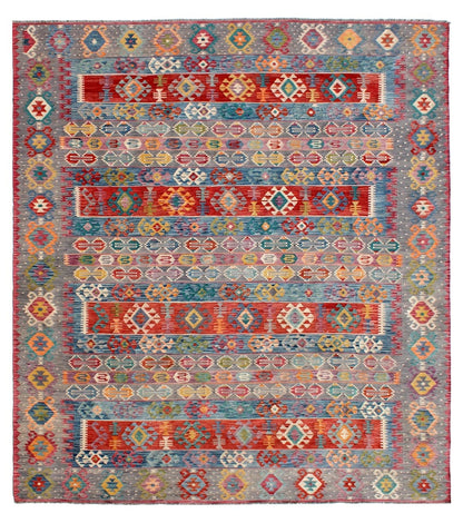 Tappeto Kilim Kaudani Afghan fatto a mano multicolore 402x314cm
