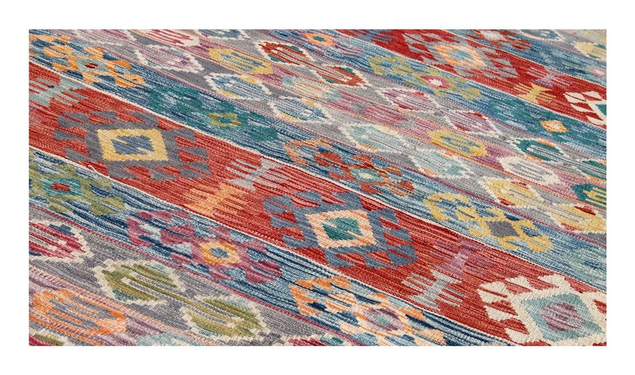 Tappeto Kilim Kaudani Afghan fatto a mano multicolore 402x314cm