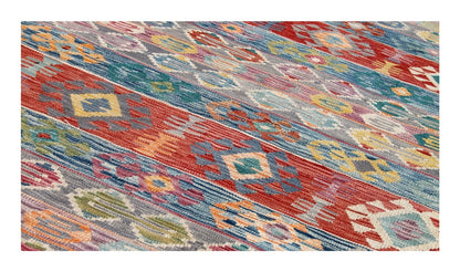 Tappeto Kilim Kaudani Afghan fatto a mano multicolore 402x314cm