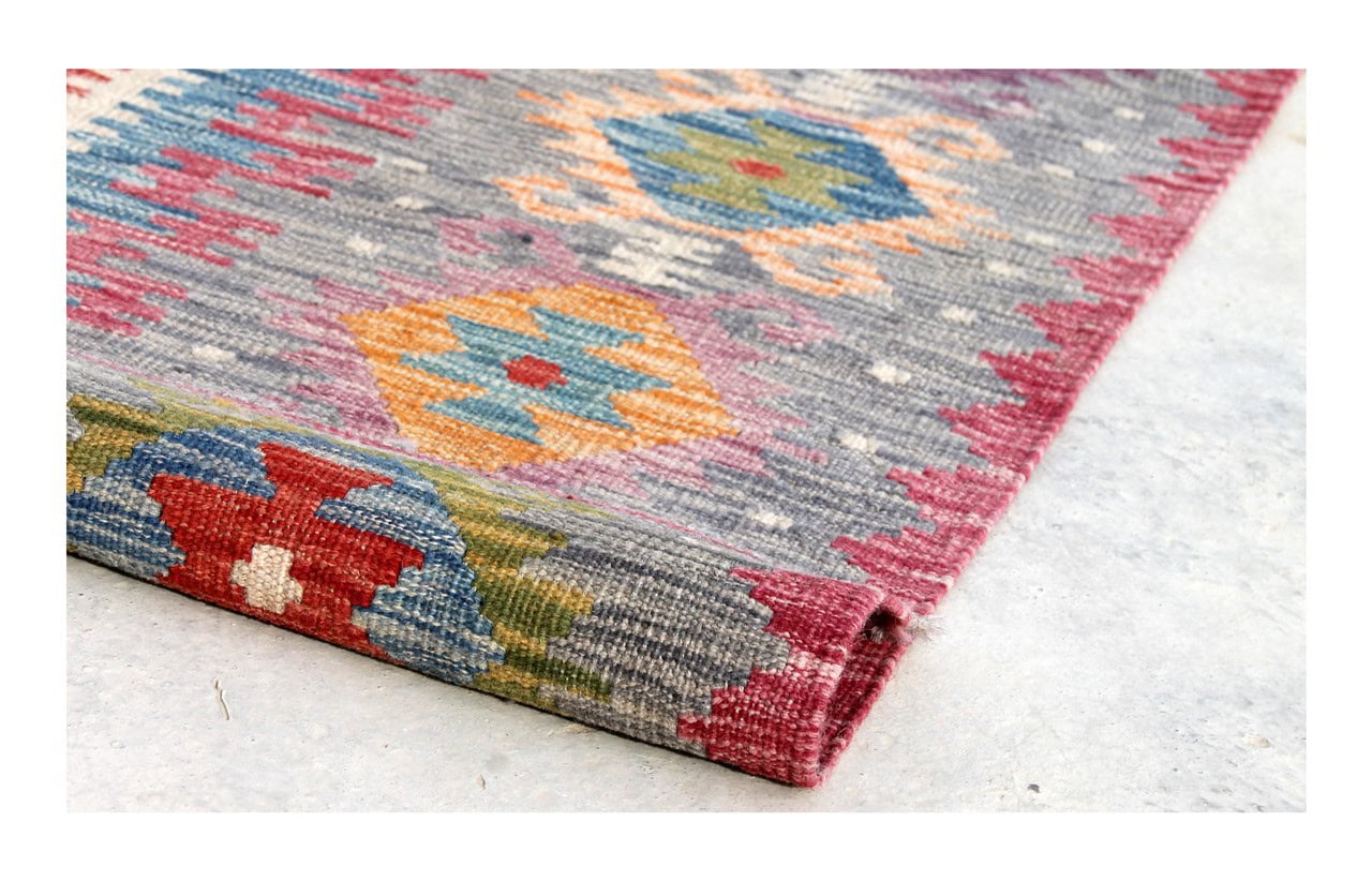 Tappeto Kilim Kaudani Afghan fatto a mano multicolore 402x314cm