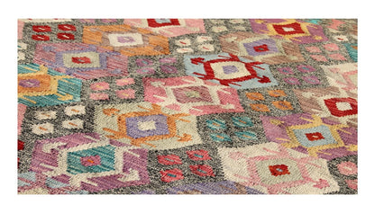 Tappeto Kilim Kaudani Afghan fatto a mano multicolore 285x251cm