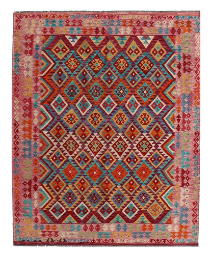 Tappeto Kilim Kaudani Afghan fatto a mano multicolore 293x209cm