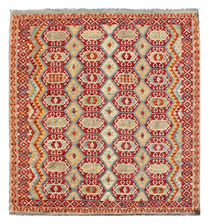 Tappeto Kilim Kaudani Afghan fatto a mano multicolore 293x253cm