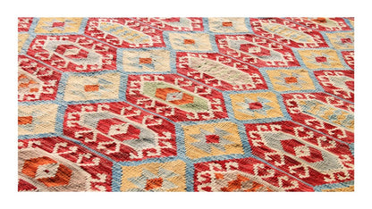 Tappeto Kilim Kaudani Afghan fatto a mano multicolore 293x253cm
