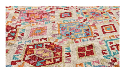 Tappeto Kilim Kaudani Afghan fatto a mano multicolore 293x259cm