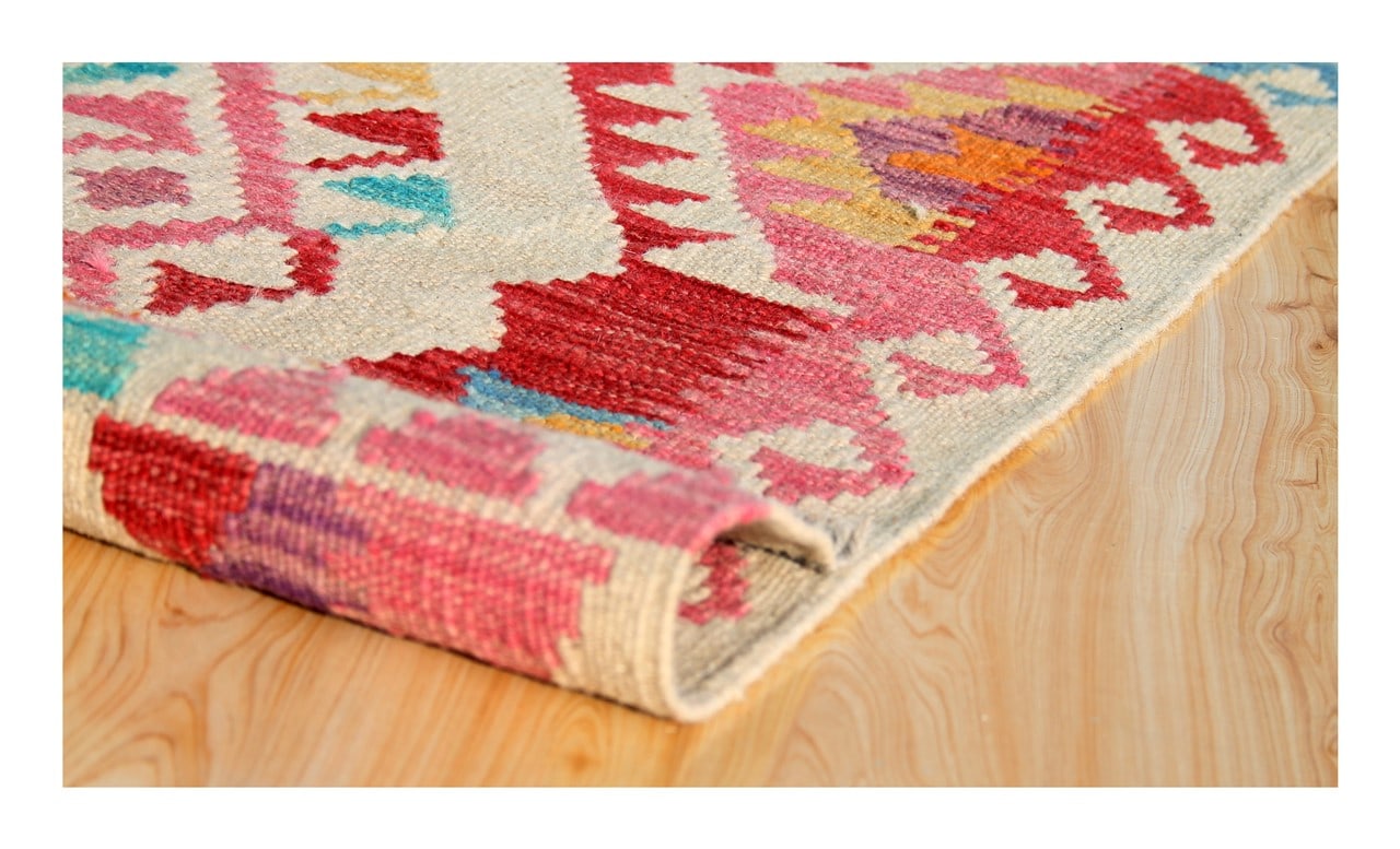 Tappeto Kilim Kaudani Afghan fatto a mano multicolore 293x259cm