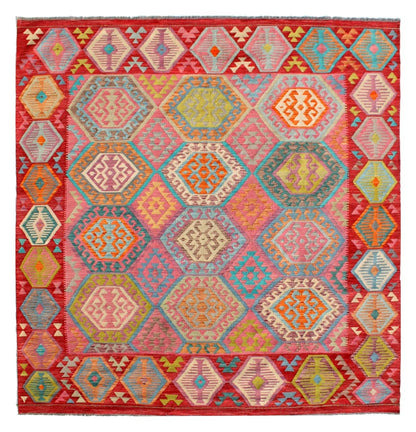 Tappeto Kilim Kaudani Afghan fatto a mano multicolore 296x252cm