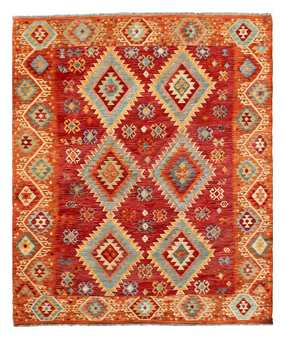 Tappeto Kilim Kaudani Afghan fatto a mano multicolore 308x218cm