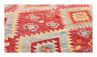 Tappeto Kilim Kaudani Afghan fatto a mano multicolore 308x218cm