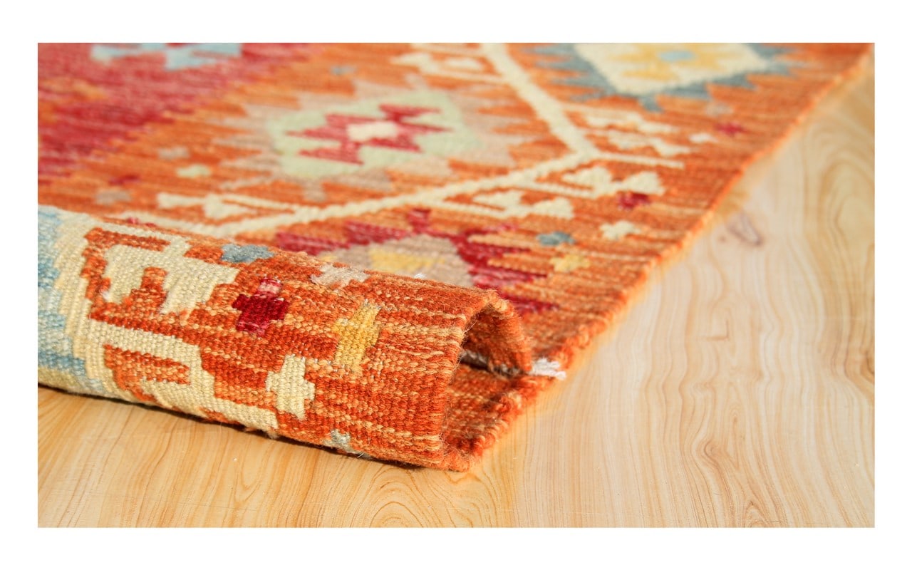Tappeto Kilim Kaudani Afghan fatto a mano multicolore 308x218cm