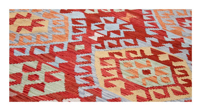 Tappeto Kilim Kaudani Afghan fatto a mano multicolore 297x204cm