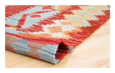 Tappeto Kilim Kaudani Afghan fatto a mano multicolore 297x204cm