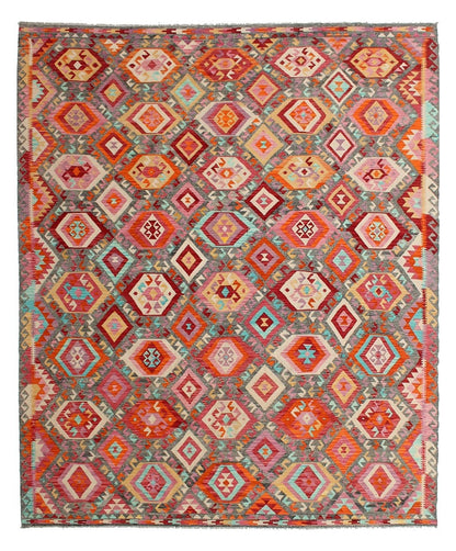 Tappeto Kilim Kaudani Afghan fatto a mano multicolore 408x306cm