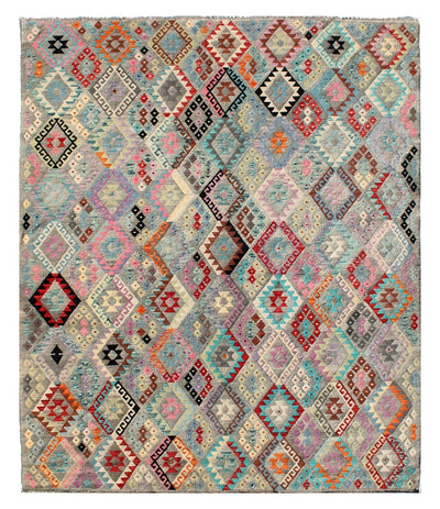 Tappeto Kilim Kaudani Afghan fatto a mano multicolore 357x263cm