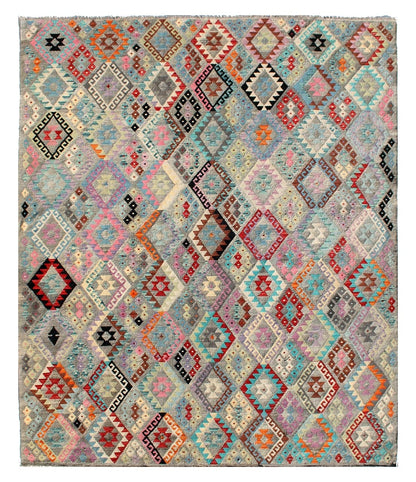 Tappeto Kilim Kaudani Afghan fatto a mano multicolore 357x263cm