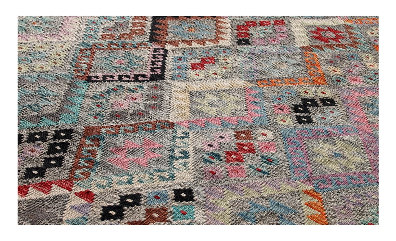 Tappeto Kilim Kaudani Afghan fatto a mano multicolore 357x263cm