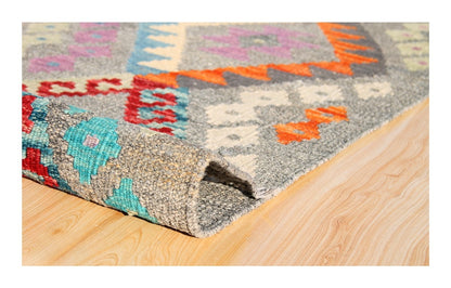 Tappeto Kilim Kaudani Afghan fatto a mano multicolore 357x263cm