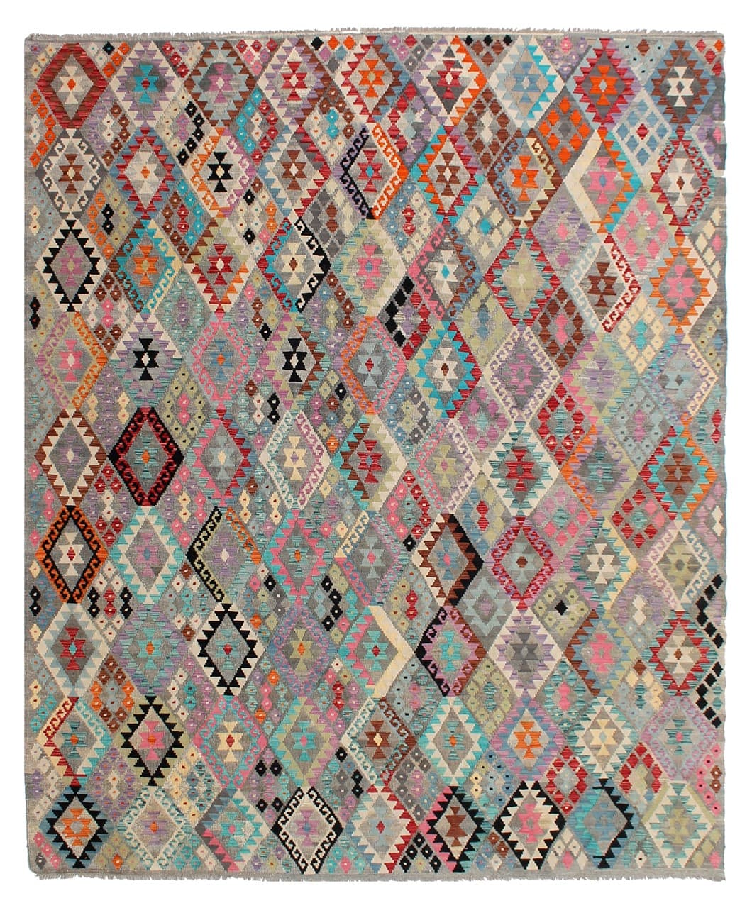Tappeto Kilim Kaudani Afghan fatto a mano multicolore 388x316cm