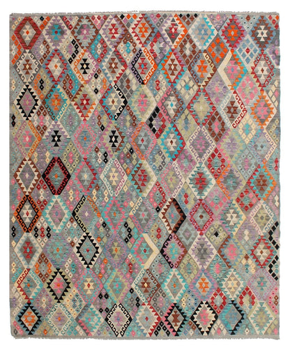 Tappeto Kilim Kaudani Afghan fatto a mano multicolore 388x316cm