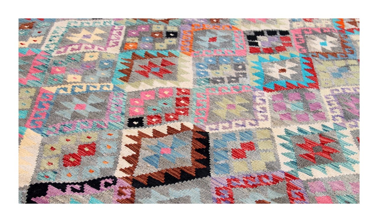 Tappeto Kilim Kaudani Afghan fatto a mano multicolore 388x316cm