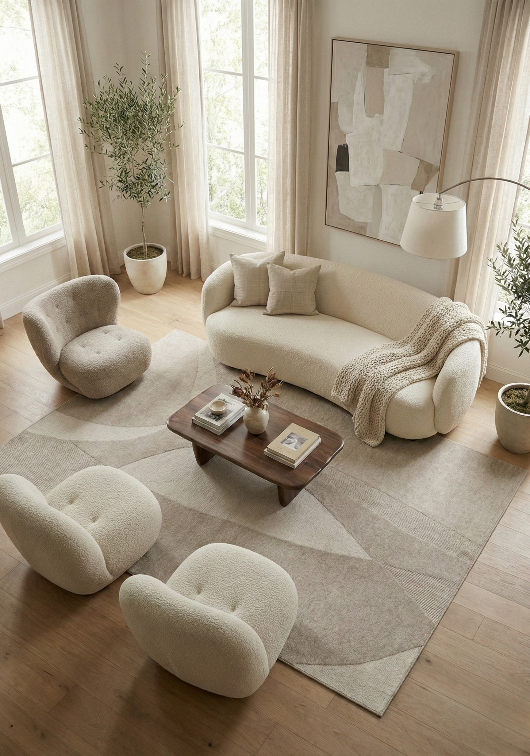 Tappeto Moderno in Lana e Cotone - Clay 9 - Beige/Grigio - CarpetLiving