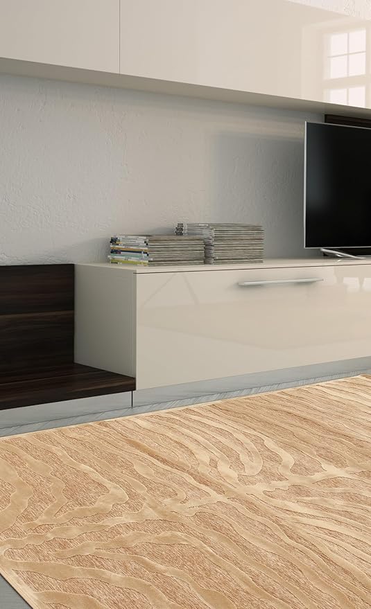 Tappeto Moderno di Design Tiger in Viscosa Premium 60x120 cm Beige Avorio – Elegante per Arredi Contemporanei