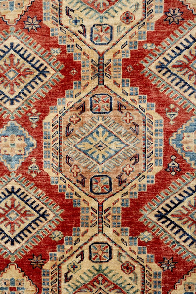 Tappeto Afghan Kazak premium in lana, fatto a mano 379x270cm - CarpetLiving